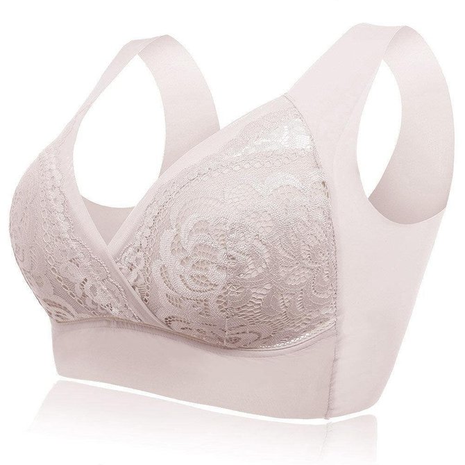 Deep Plunge Embroidered Full Cup Wireless Bras