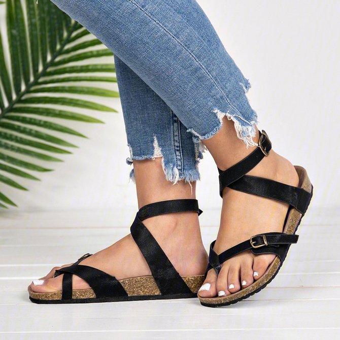 flat thong sandals with ankle strap