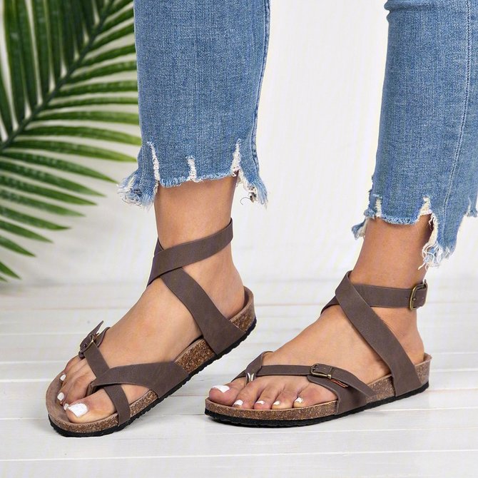flat thong sandals with ankle strap