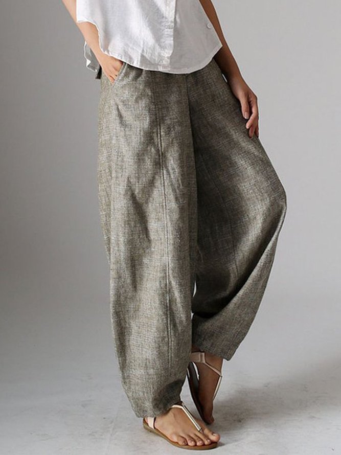 Natural Casual Plain Linen Pants for Women Bottoms Natural Casual