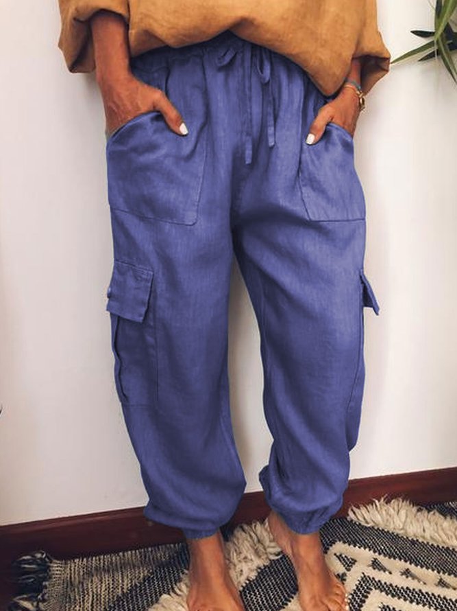 zolucky Casual Pockets Cotton-Blend Pants