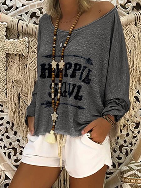 Printed Long Sleeve Casual T-shirt