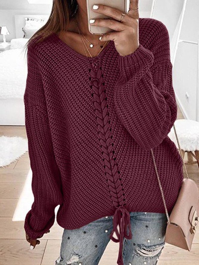 Plus Size Knitted Women 2019 Fall Pullover Sweaters | zolucky