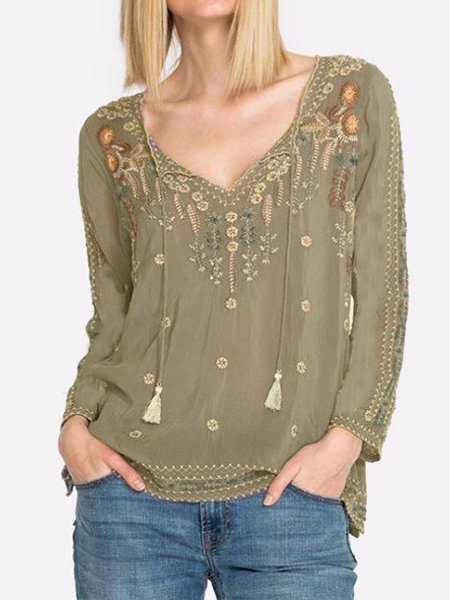 Embroidered Blouse | Tops | Zolucky Long Sleeve 1 1 2 3 4 5 6 Women ...