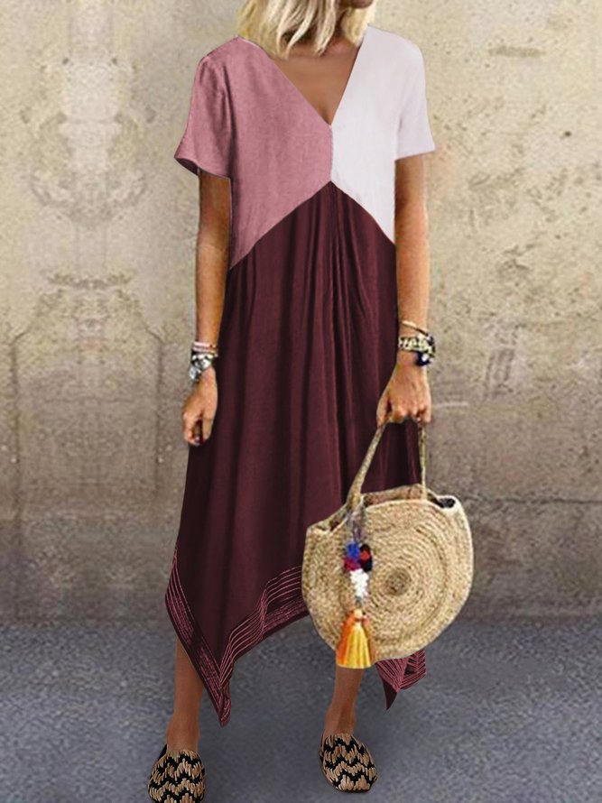 zolucky Holiday Cotton-Blend Plain Maxi Weaving Dress