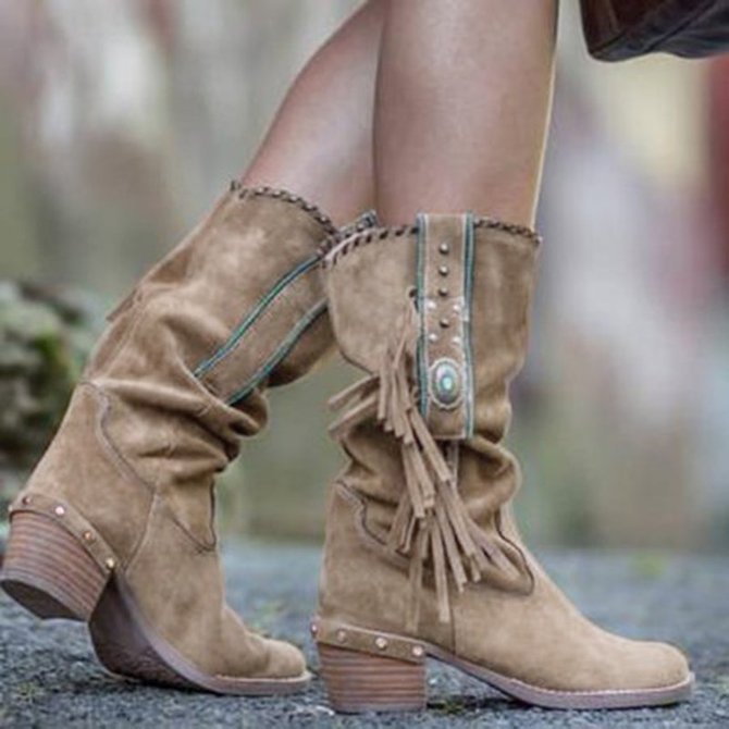 zolucky Fringed suede in the middle of the boots