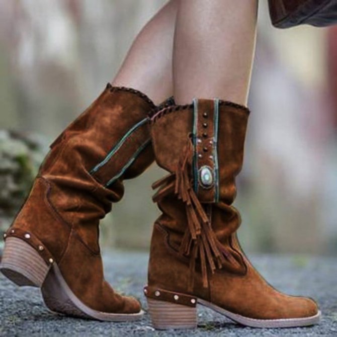 zolucky Fringed suede in the middle of the boots