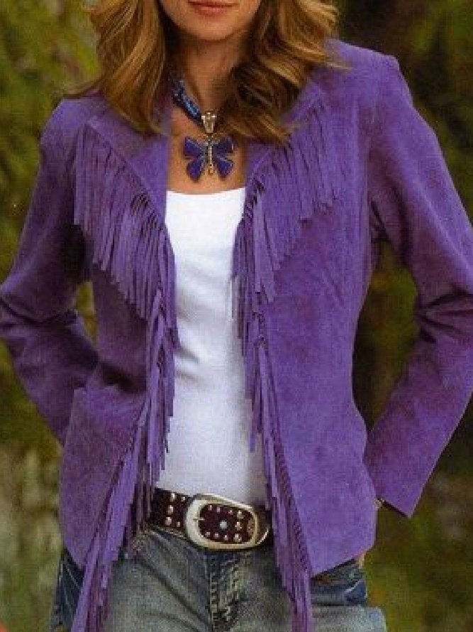 Purple Lapel Long Sleeve Jacket