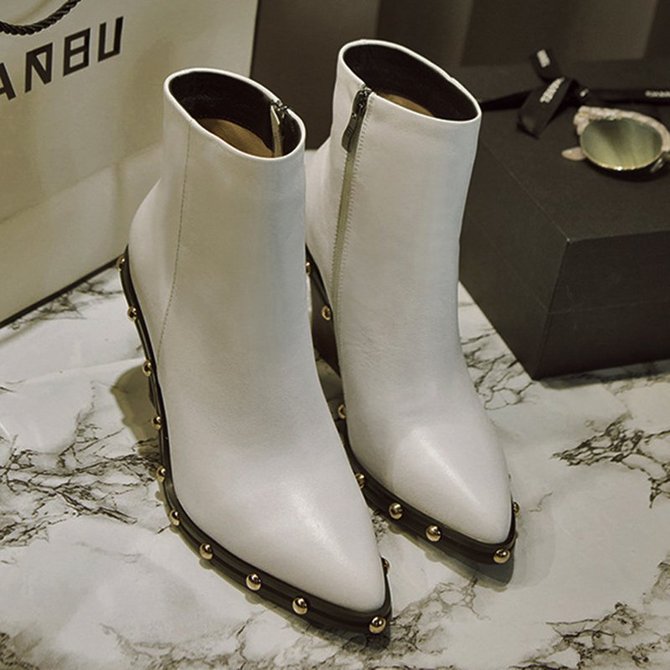 chunky heel pointed toe boots