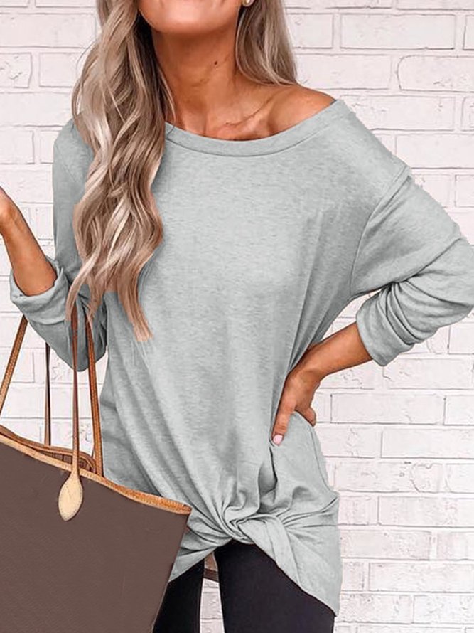 Casual Long Sleeve Solid Top