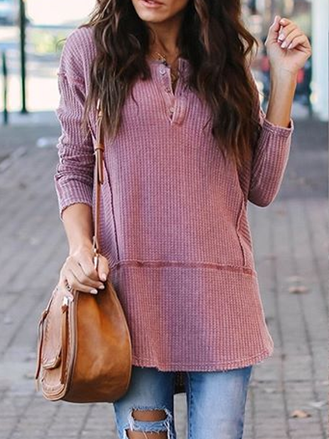 Long Sleeve V Neck Casual Sweater