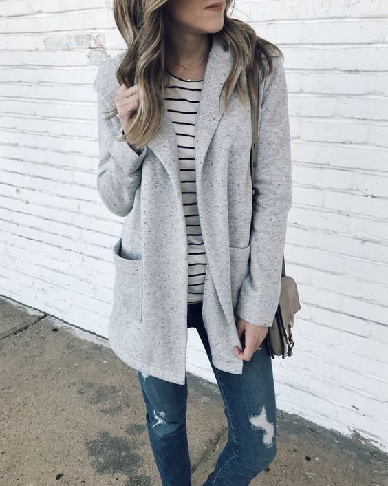 Gray Cotton-Blend Jacket