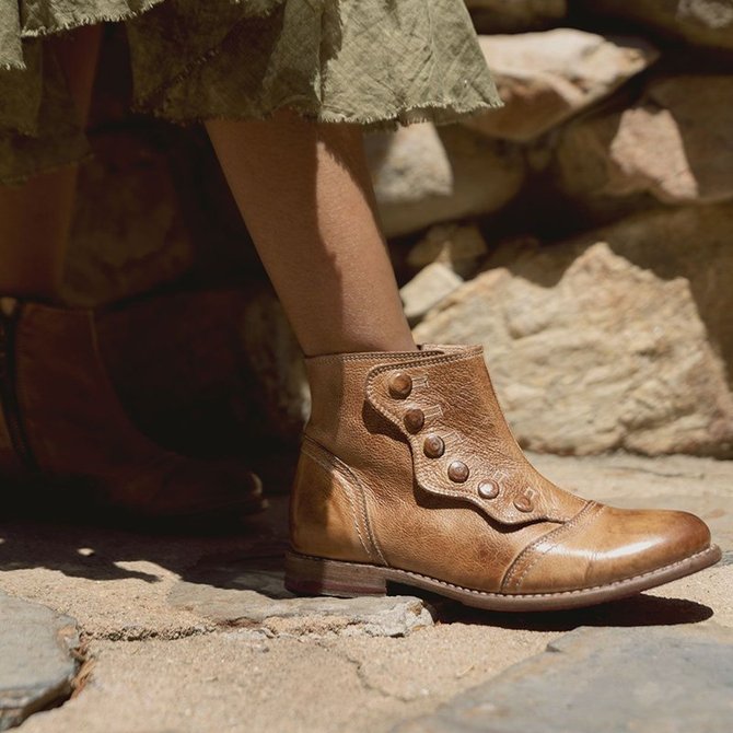 short flat leather booties