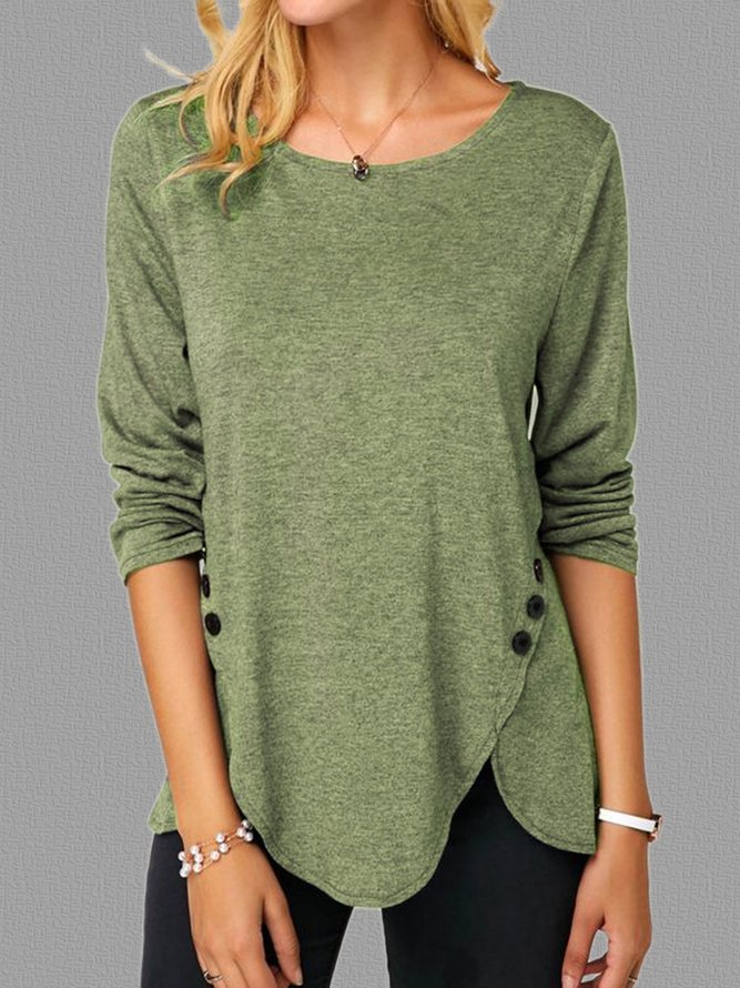 Crew Neck Casual Shift Knitted Tops