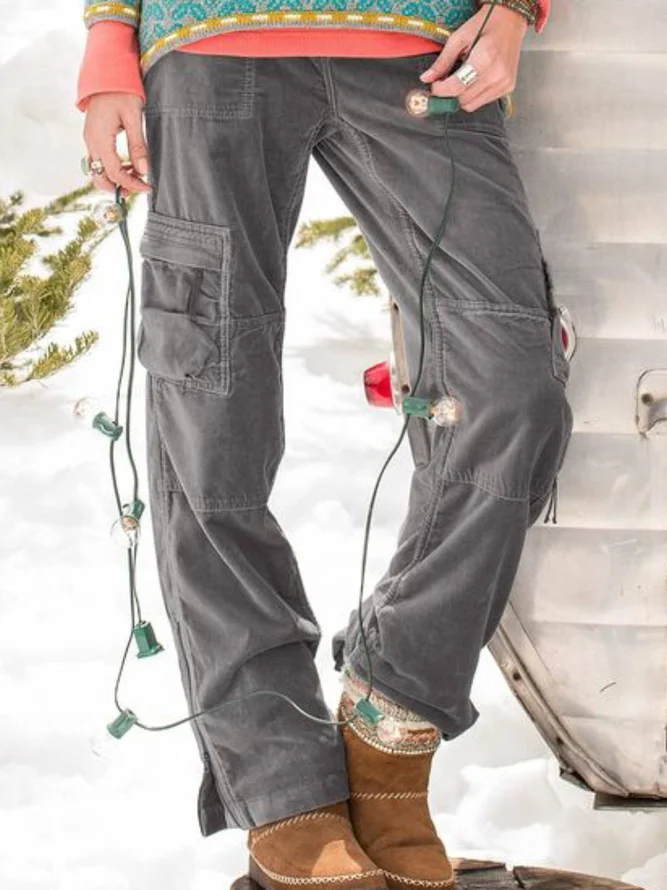 zolucky Solid Color Pocket Women Overalls Casual Pants