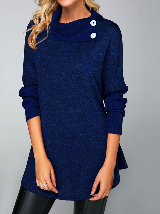 Blue Long Sleeve Cotton Sweater