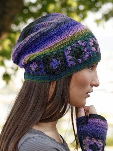 Women Color-Block Casual Knitted Hats