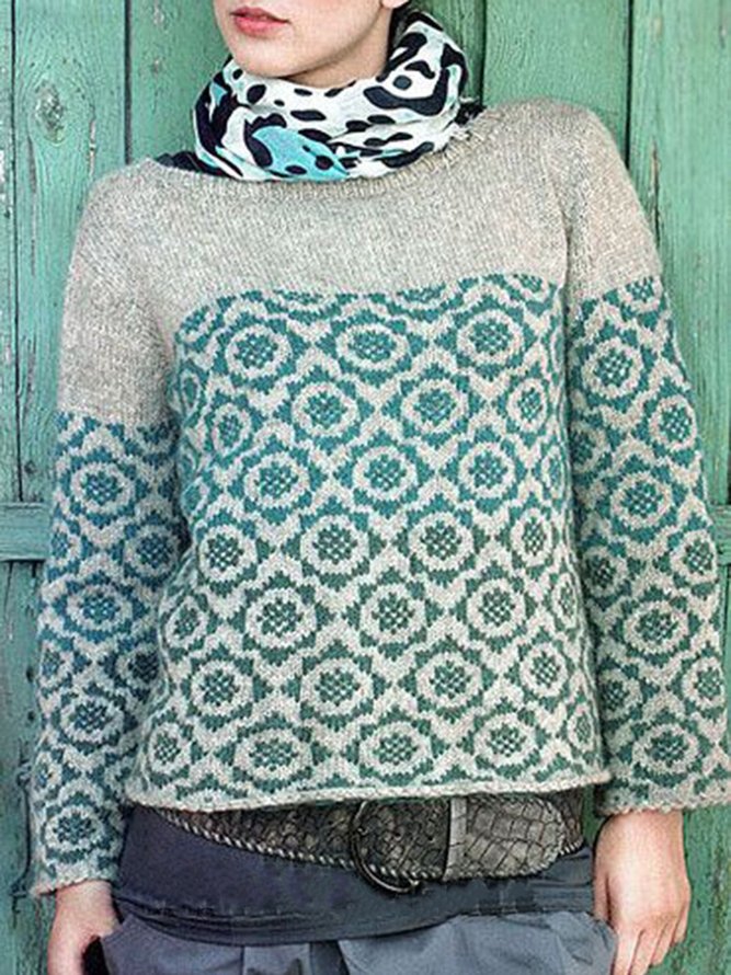 Green Knitted Casual Sweater