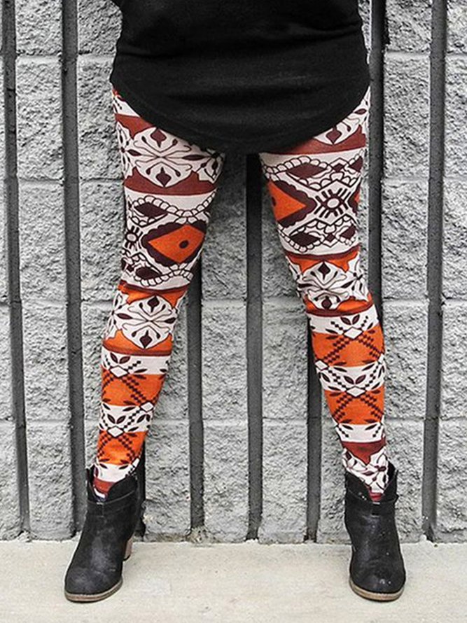 Red Sheath Casual Cotton Abstract Pants