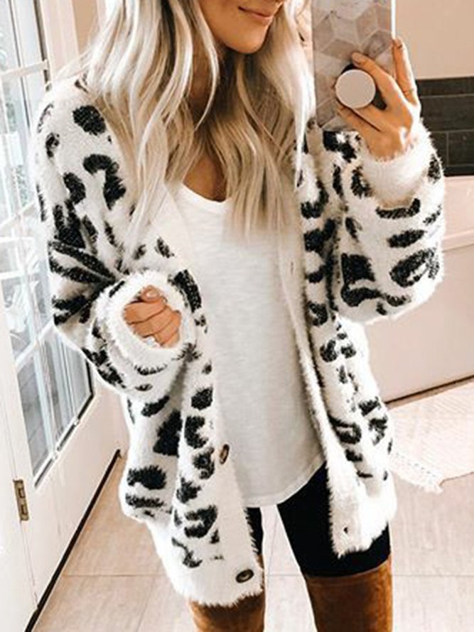 Leopard Cotton-Blend Long Sleeve Jacket