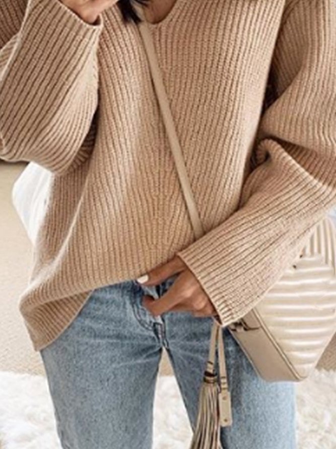 Nude Long Sleeve Solid Sweater