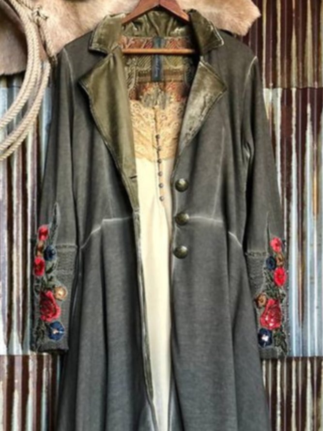 Women Casual Shirt Collar Cotton-Blend Knit coat