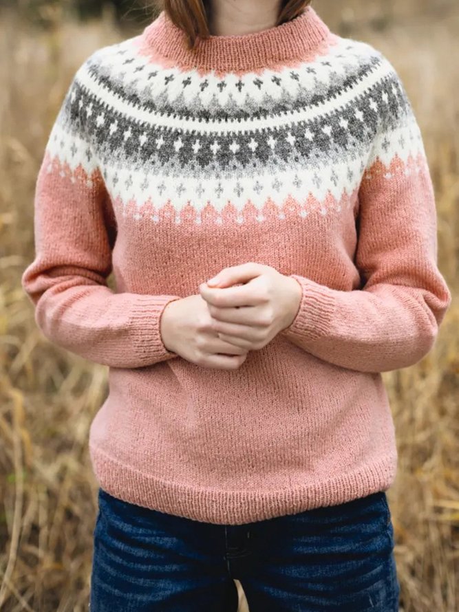 Pink Long Sleeve Cotton Sweater