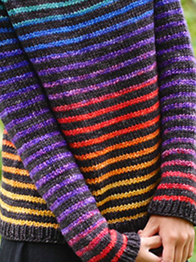 Multicolor Casual Long Sleeve Sweater