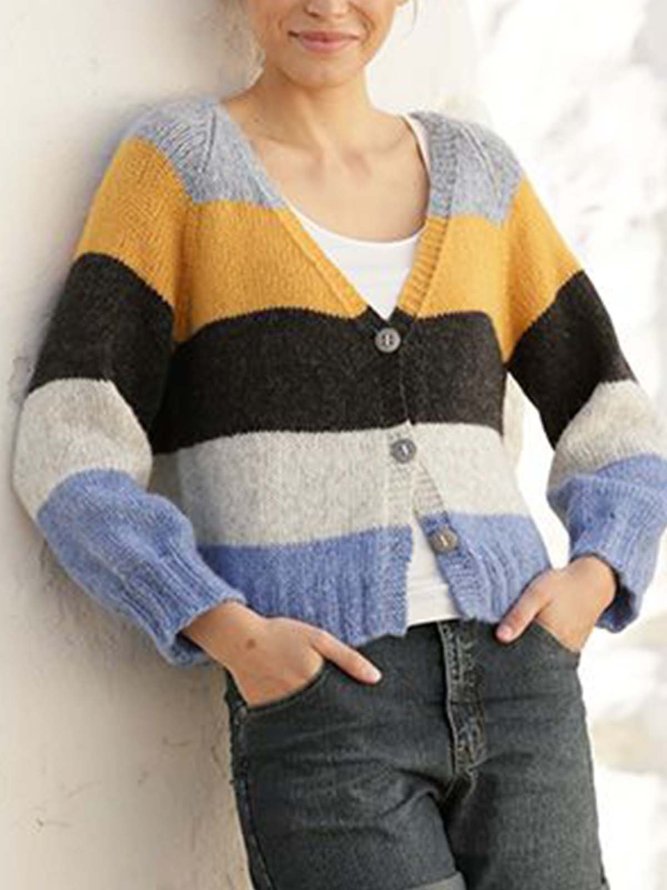 Striped Long Sleeve Knitted Sweater Outerwear