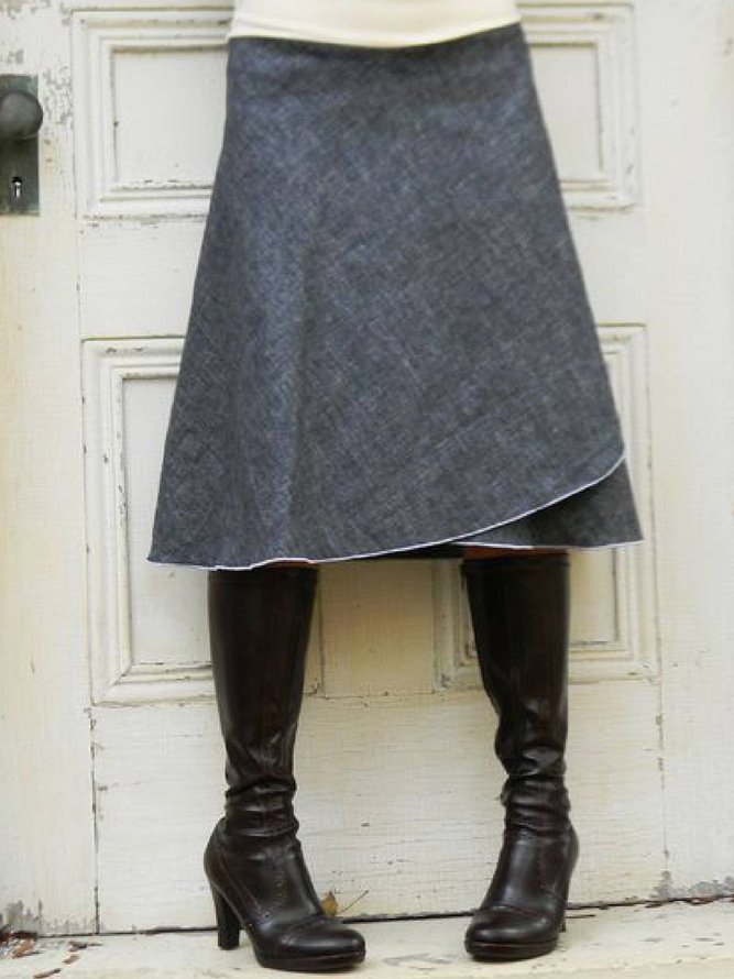 CottonBlend Casual Skirt Bottoms Zolucky 1 Women Skirts Casual