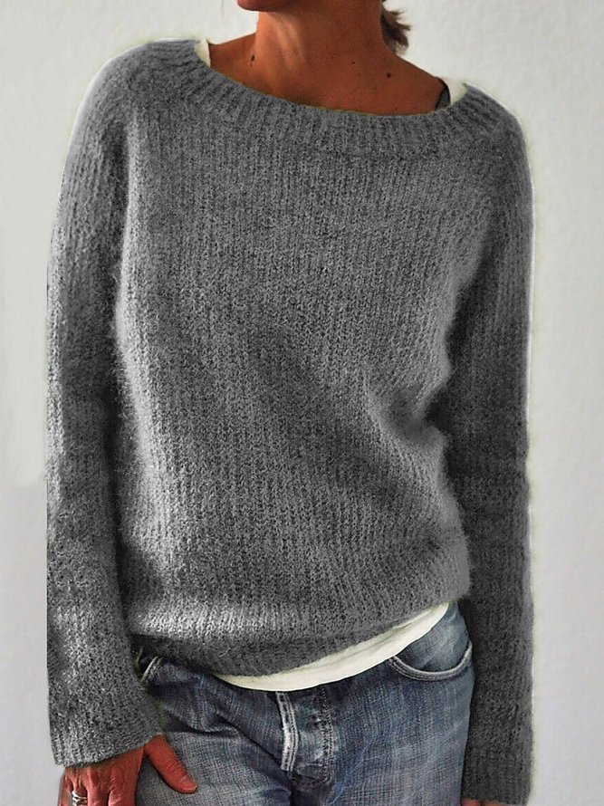 Solid Knitted Sweaters Plus Size Pullovers Jumpers