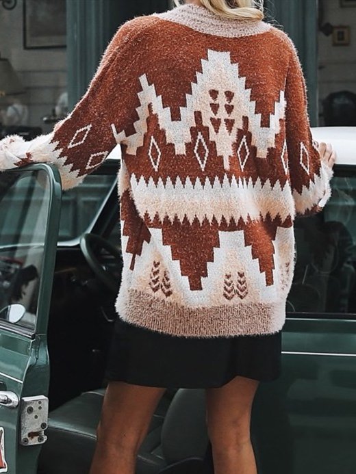 Long Sleeve Geometric Casual Sweater