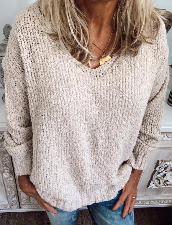 Casual Neck Long Sleeve Knitted Sweater