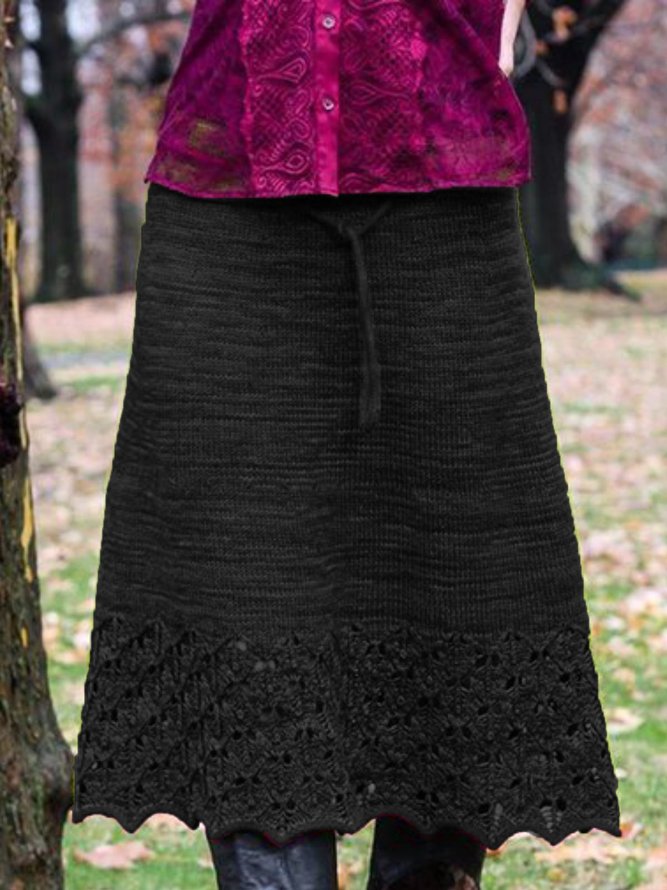 Cotton-Blend Casual Plus Size Skirt