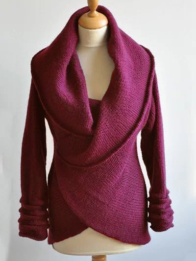 zolucky Casual Solid Cotton-Blend Long Sleeve Sweater