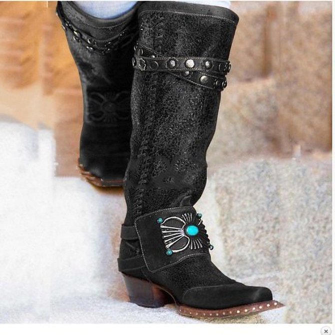 block heel western boots