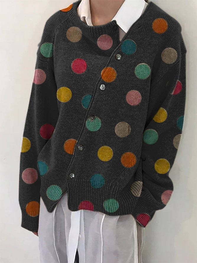 zolucky Acrylic Casual Polka Dots Sweater zolucky