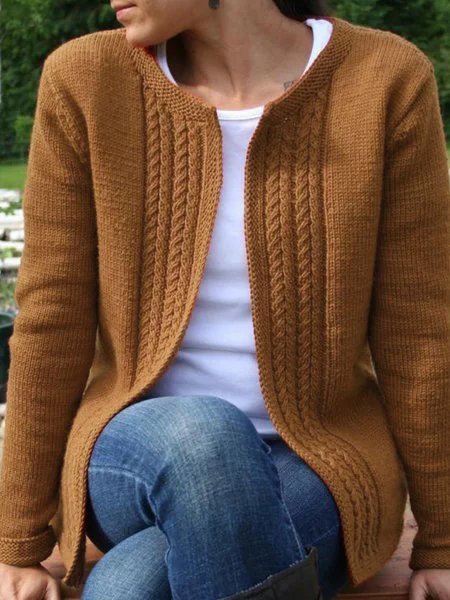 zolucky Casual Vintage Knitted Solid Sweater