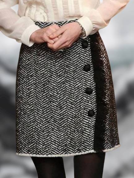 Deep Gray Wool Blend Plain Vintage Sheath Skirt