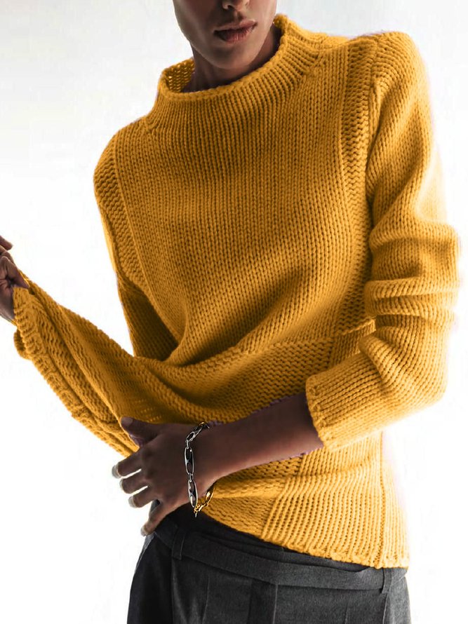 zolucky Elegant Long Sleeve Paneled Sweater