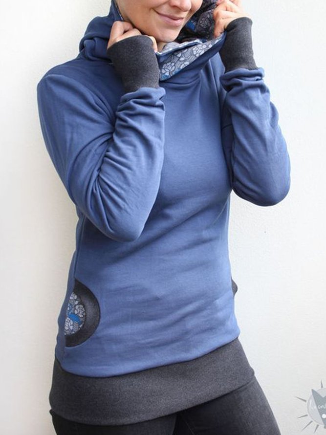 Blue Hoodie Long Sleeve Sweatshirts
