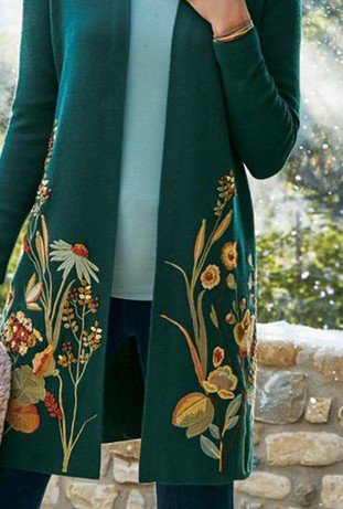 Vacation Floral Autumn Polyester Natural Mid-weight Daily Long sleeve Jacket for Women