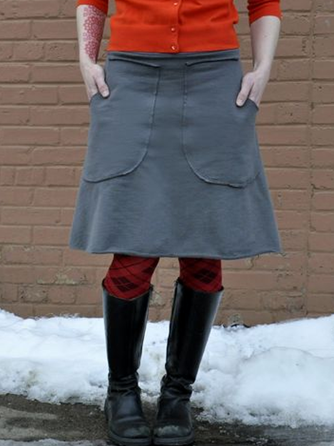 Casual Solid Cotton-Blend Skirt