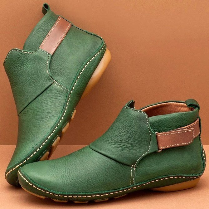 green leather booties