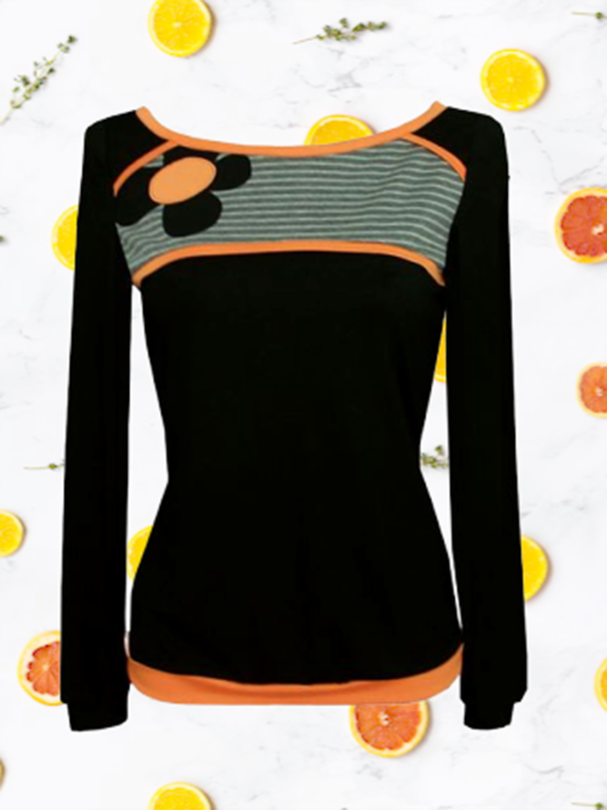 Black Sheath Vintage Knitted Color-Block Hoodies & Sweatshirt