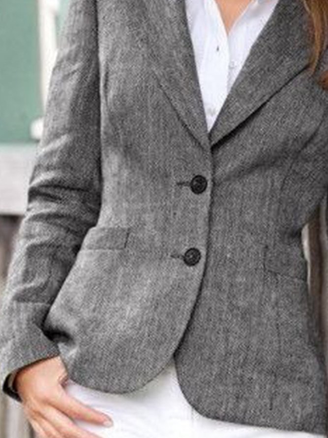 Vintage Plain Winter V neck Sports Long sleeve Cotton-Blend Jacket for Women