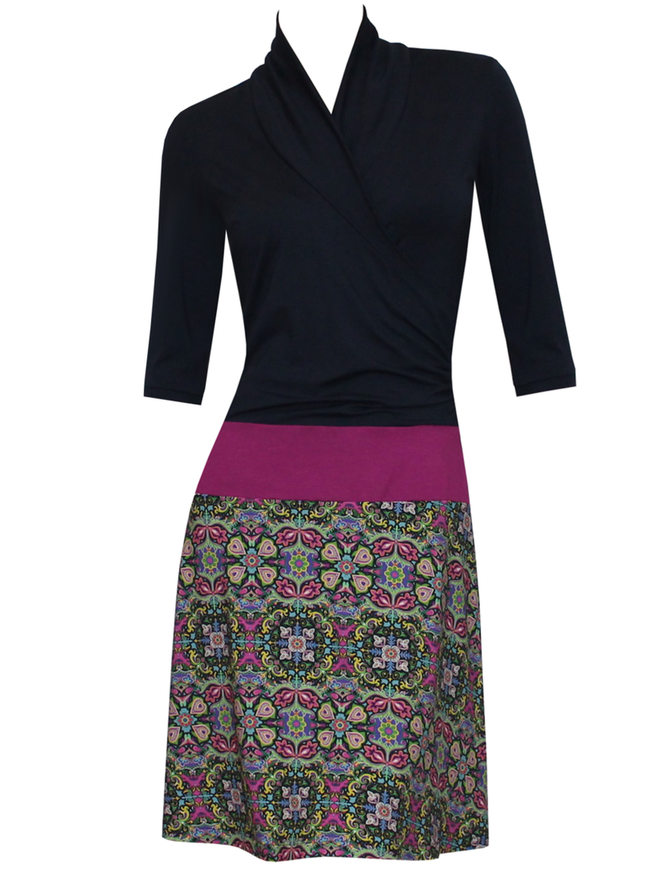 Cotton-Blend Casual Printed Knitting Dress
