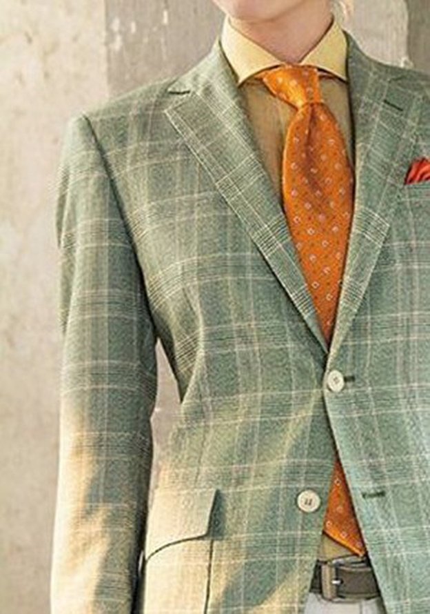 Light Green Long Sleeve Checkered/plaid Jacket