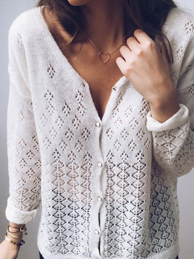 Casual Knitted Long Sleeve Scoop Neckline Sweater
