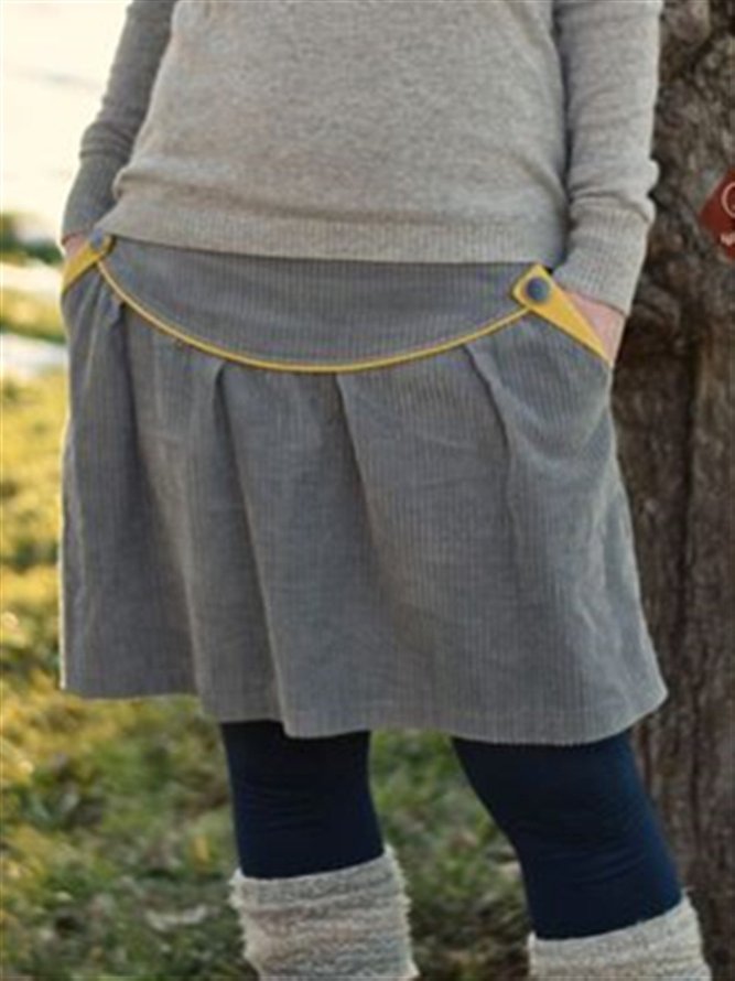 Casual Basic Daily Corduroy Half Short Skirt